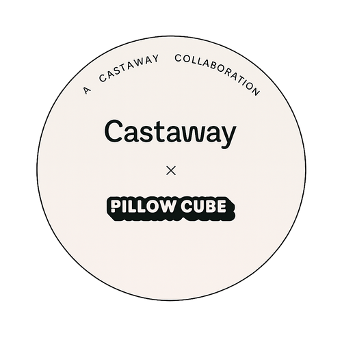 A Castaway and Pillow Cube collaboration seal