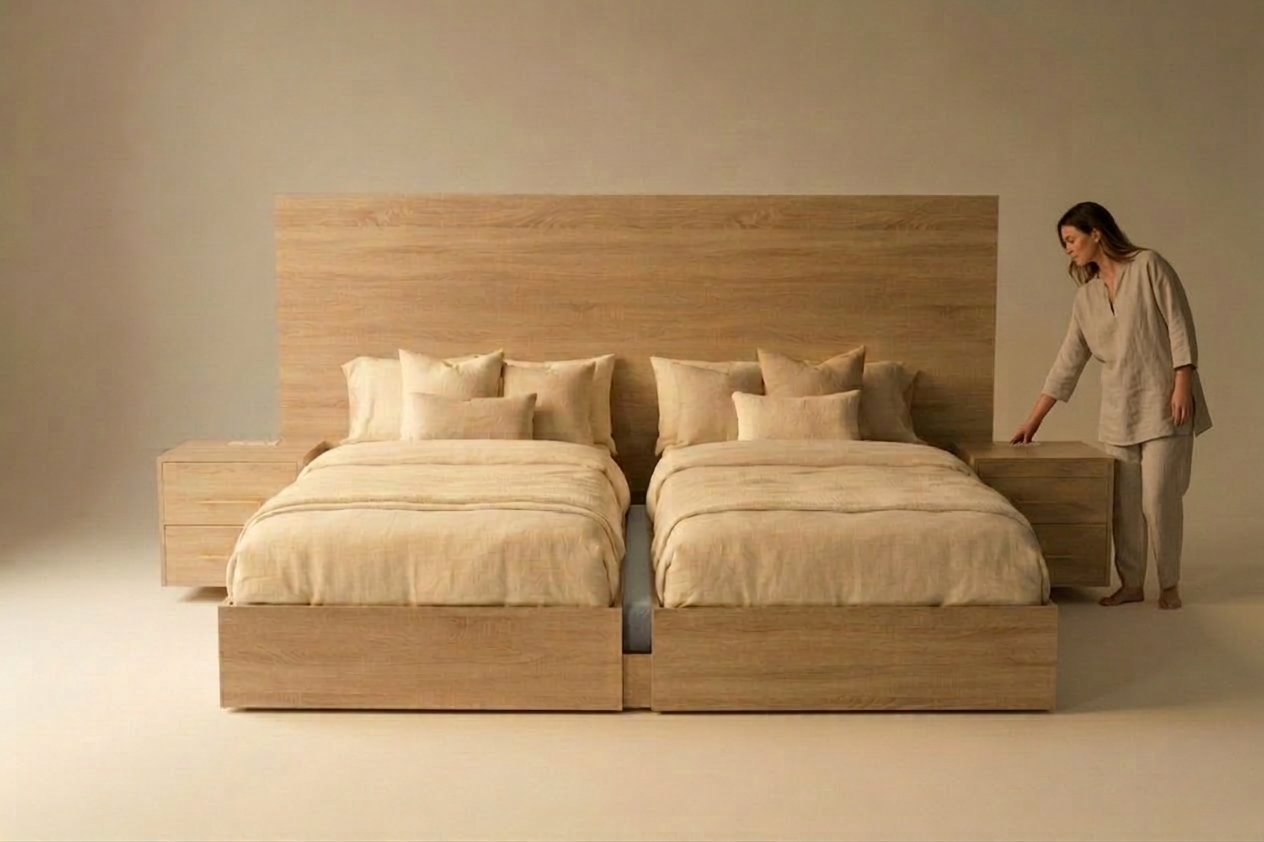 Woman pressing the switch to open Castaway Bed