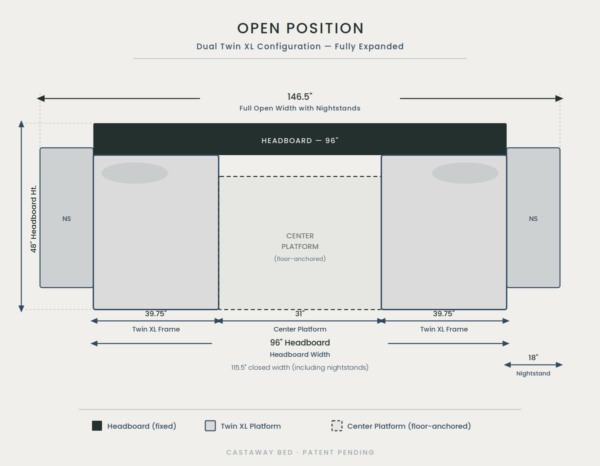 Castaway Bed dimensions diagram